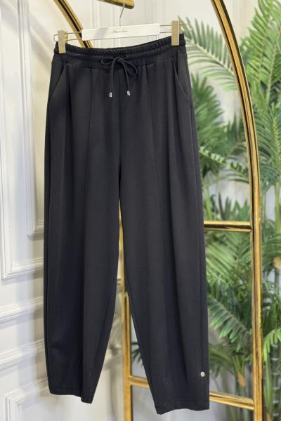 25083 Paçası Dikişli Pantolon Siyah