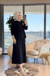 25425 Etegi Dikiş Detaylı Takım Siyah