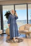 25463 Üç Cepli Kemerli Takım İndigo