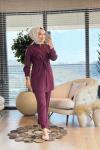 2547 Tencel Kuşaklı Takım Mürdüm