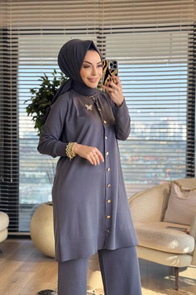 2560 Hırkalı Triko Takım Antrasit