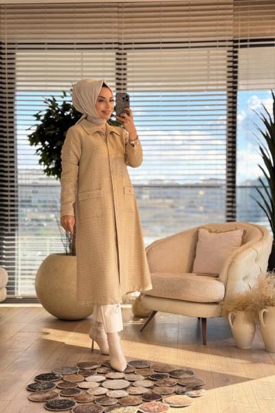 2574 Şanel Ekose Kap Bej