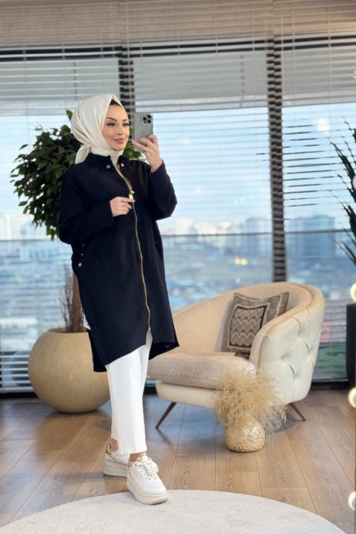 2580 Yanları Çıtçıt Detaylı Kap Siyah