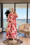 25EL500-2 Büyük Çiçekli Elbise Bordo