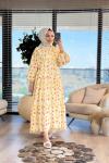 25EL577 Sardunya Çiçek Elbise Sarı