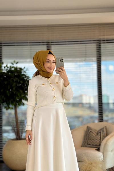 25K1115 Fitilli Hırka Ekru