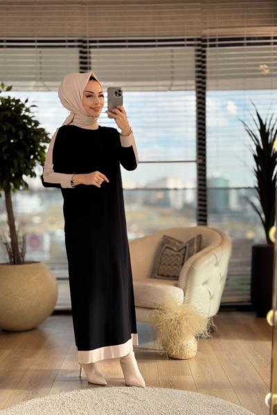 25K1411 İntelsiye Triko Elbise Siyah