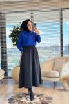 260 Dantelli Bebe Yaka Triko Tunik Saks