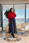 260 Dantelli Bebe Yaka Triko Tunik Kırmızı