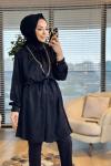 26010 Leylak Jakarlı Tunik Siyah