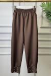 26027 Paçası Taşlı Pantolon Kahve