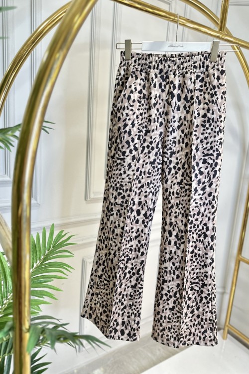 26074 Scuba Leopar Desen Pantolon Bej