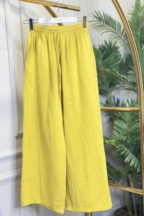 26087 Keten Bol Paça Pantolon Hardal