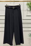 26116 Kemerli Bol Paça Pantolon Siyah