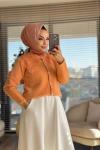 2624 Bebe Dantel Yaka Angora Kısa Hırka Oranj