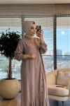 26246 Gonca Volanlı Elbise Bej