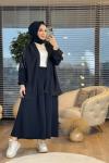 2656 Pul İşlemeli Kimono Siyah