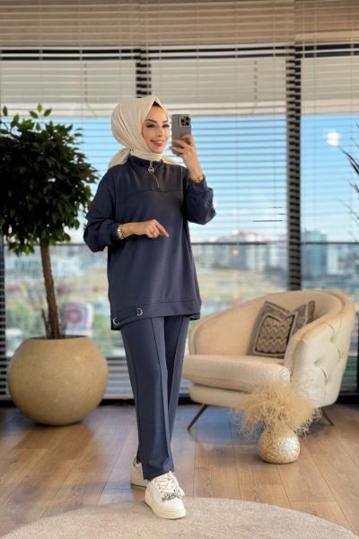 2698 Metal Aksesuarlı Patı Fermuarlı Takım Antrasit