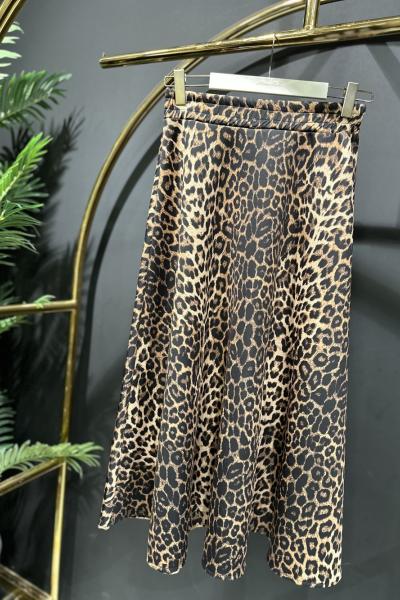 27011 Scuba Leopar Desen Etek Kahve