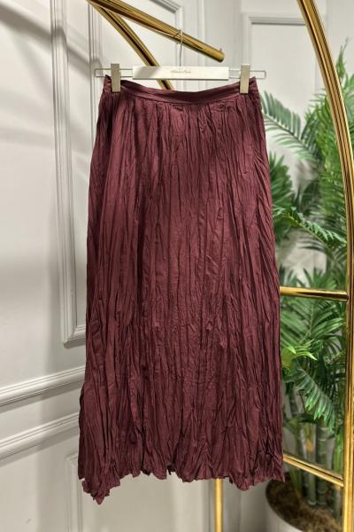 27014 Kırışık Etek Bordo