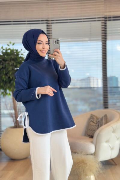 2731 Biye Detaylı Sweatshirt Lacivert
