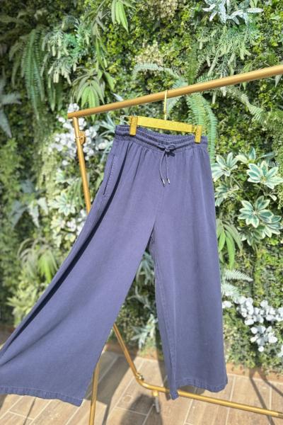 2738 Bel Lastikli Bol Paça Kot Pantolon Lacivert