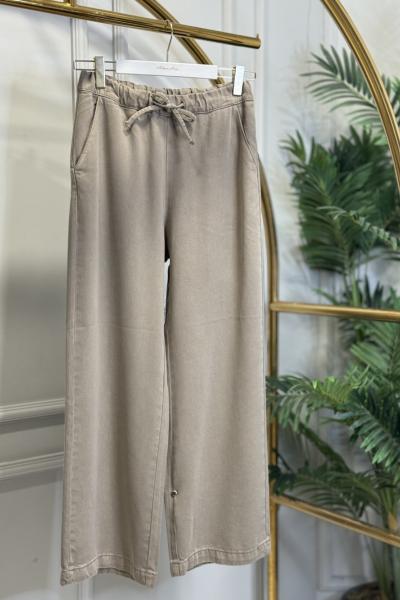 2773-1 Bel Bağcıklı Tencel Pantolon Bej