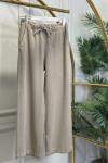 2773-1 Bel Bağcıklı Tencel Pantolon Bej