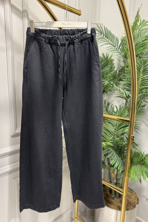 2773 Bel Bağcıklı Kot Pantolon Siyah