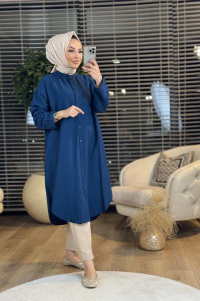 2784 Midi Boy Hakim Yaka Gömlek Lacivert