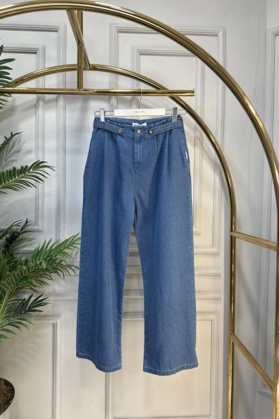 2791 Bel Birit Detaylı Kot Pantolon Mavi