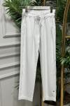 2803 Kot Bel Bağcıklı Havuç Pantolon Beyaz