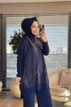 281 Kupra Desenli Tunik Lacivert