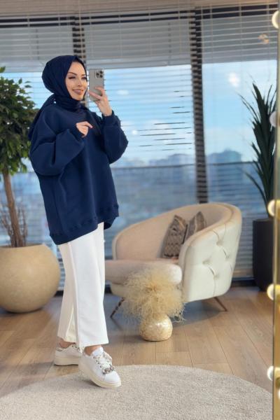 2830 Basic Oversize Sweatshirt Lacivert