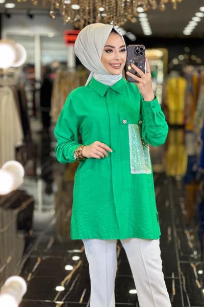 2872 Sağ Tarafı Pul Parçalı Tunik Benetton