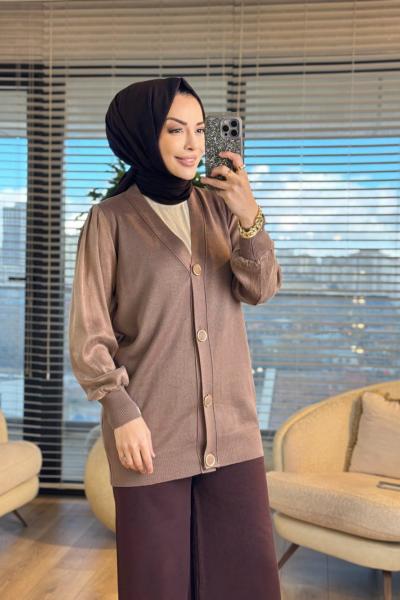 288 Kupra Kumaş Kol Hırka Vizon