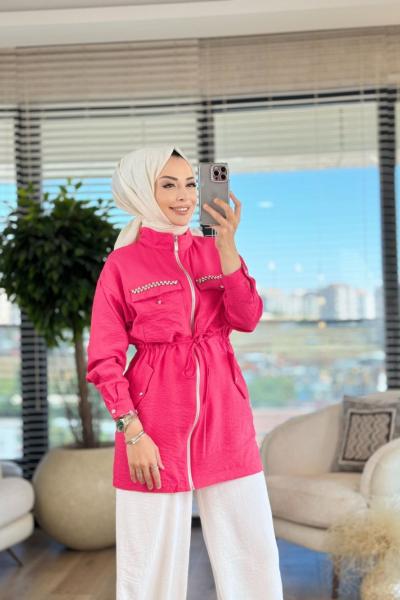 2947 Cep Kapağı Taş İşlemeli Kap Fuşya