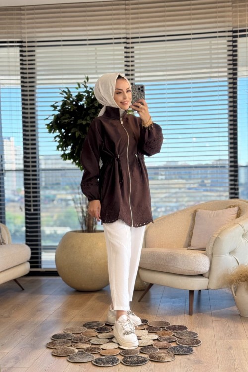3020 Nakış Detaylı Ceket Kahve