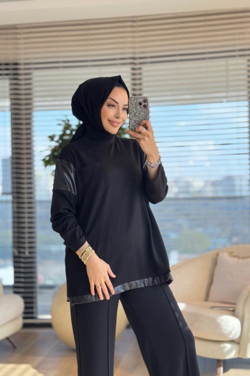 3060 Garni Detaylı Takım Siyah