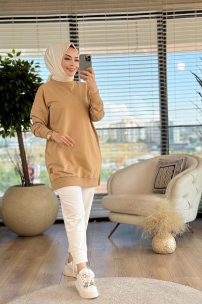 30644 Yanı Yırtmaçlı Tunik Latte
