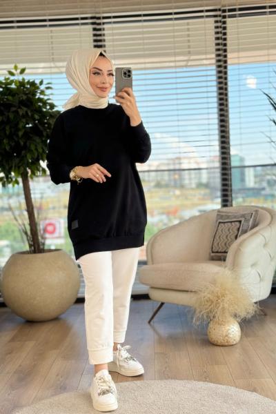 30644 Yanı Yırtmaçlı Tunik Siyah