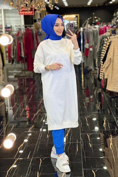 30645 Uzun Sıfır Yaka Tunik Ekru