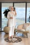 3079 Linda Düğmeli Ceket Ekru