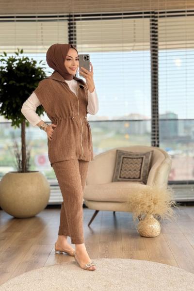 30817 Crash Tencel Kolsuz Takım Kahve