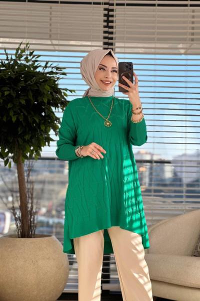 3091 Ön Kendinden Örümcek Desen Triko Tunik Benetton