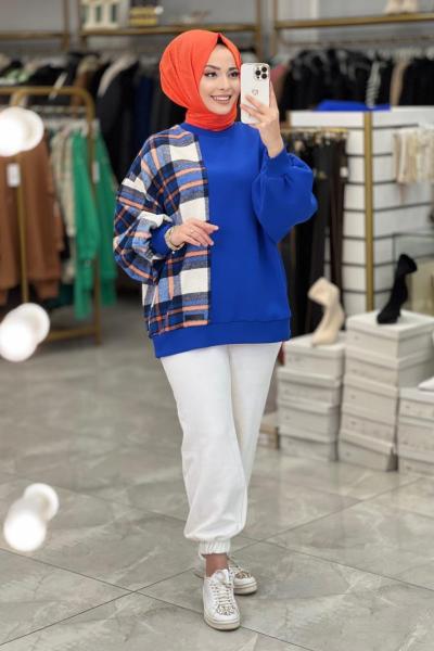 31039 Sol Tarafı Ekose Tunik Saks