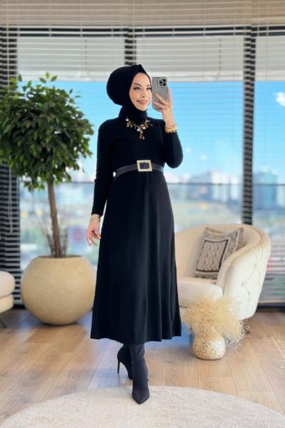 3113 Triko Çan Elbise Siyah