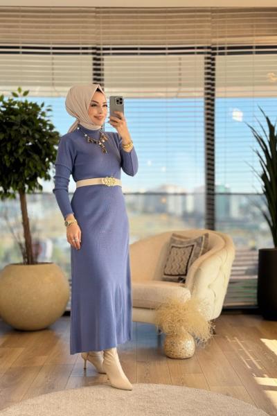 3113 Triko Çan Elbise İndigo