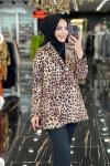 31199 Leopar Desen Kruvaze Ceket Leopar