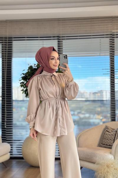 313-2 Zara Saten Gömlek Bej